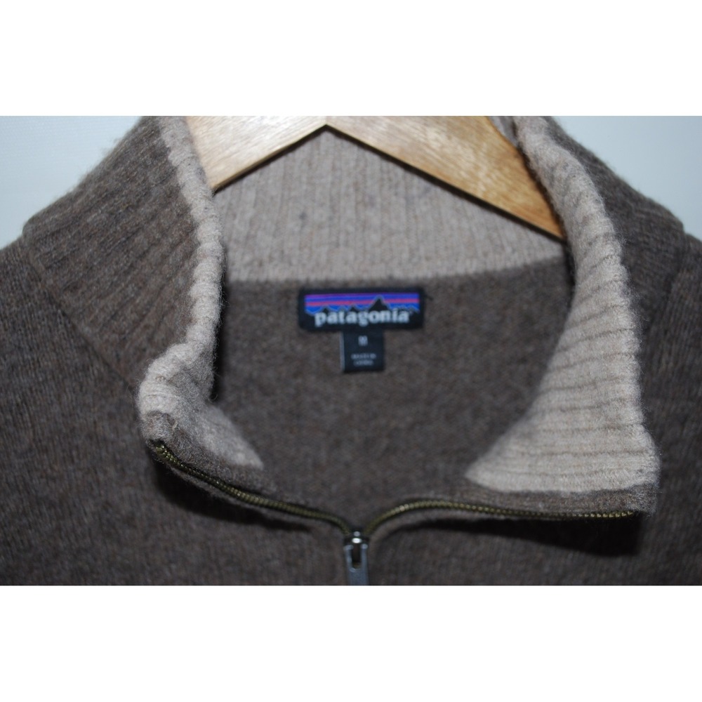 Patagonia Men's Wool Nylon 1/4 Zip Sweater Brown Medium – Used, Fuzz Wear - Picture 4 of 6